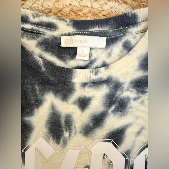 GB Girls AC/DC Black and White Tie-Dye Sweatshirt - Picture 3 of 3